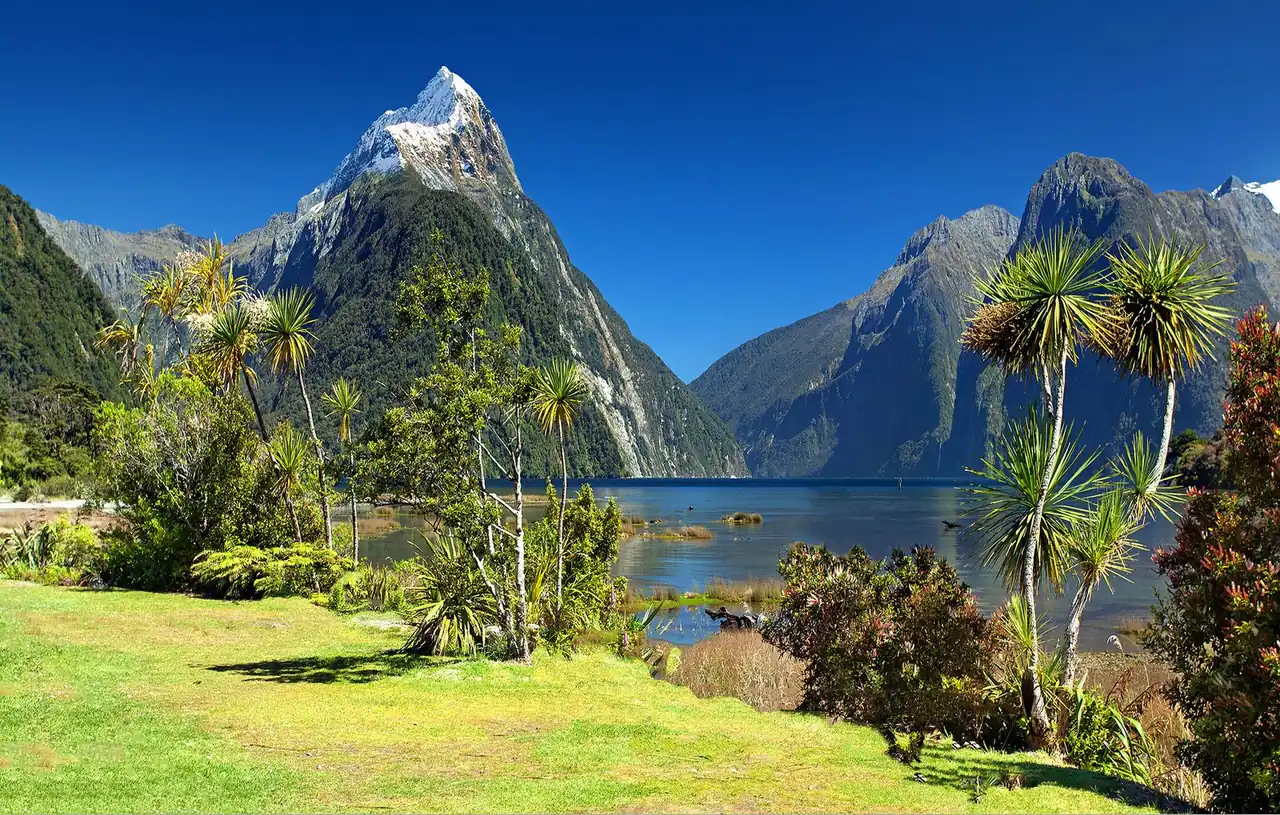 Mitre Peak rising over Milford Sound, New Zealand